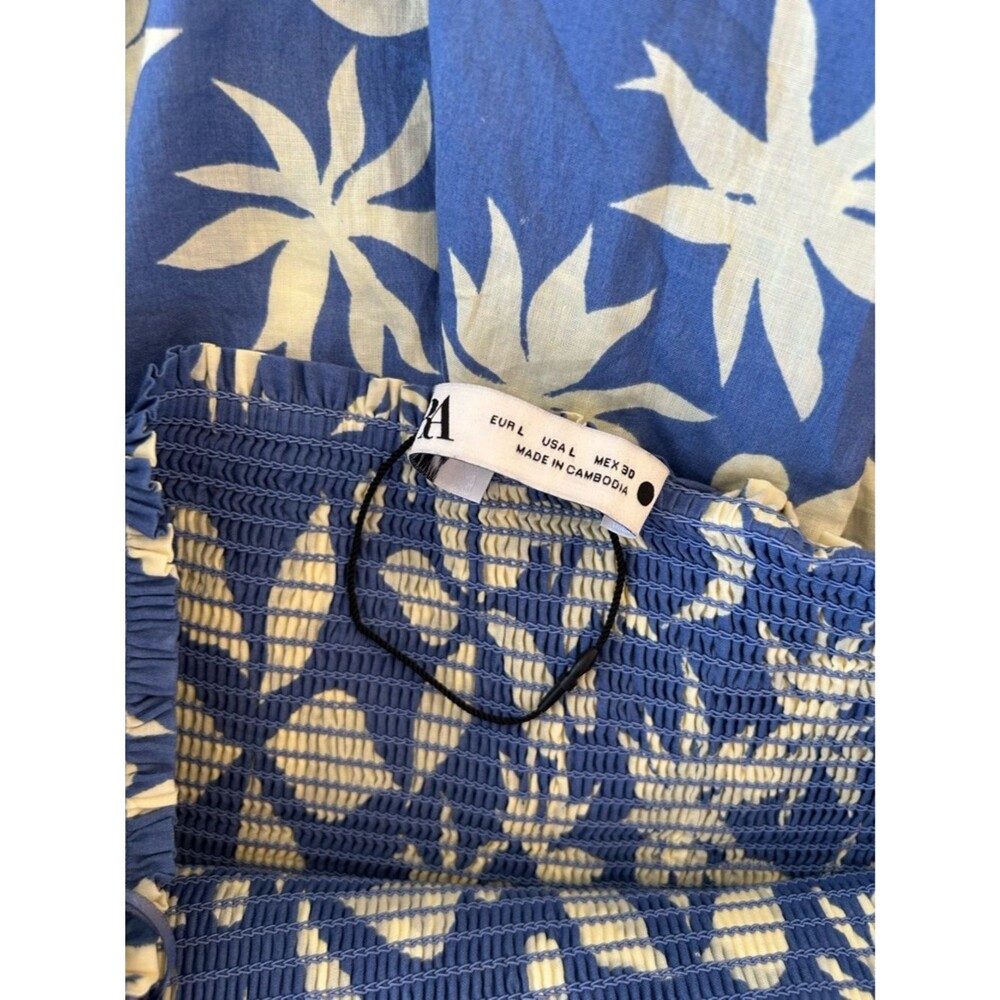 ZARA Cottage Coquette Off‑ShoulderSmocked Floral Babydoll Mini Sundress – Size L - Picture 5 of 6